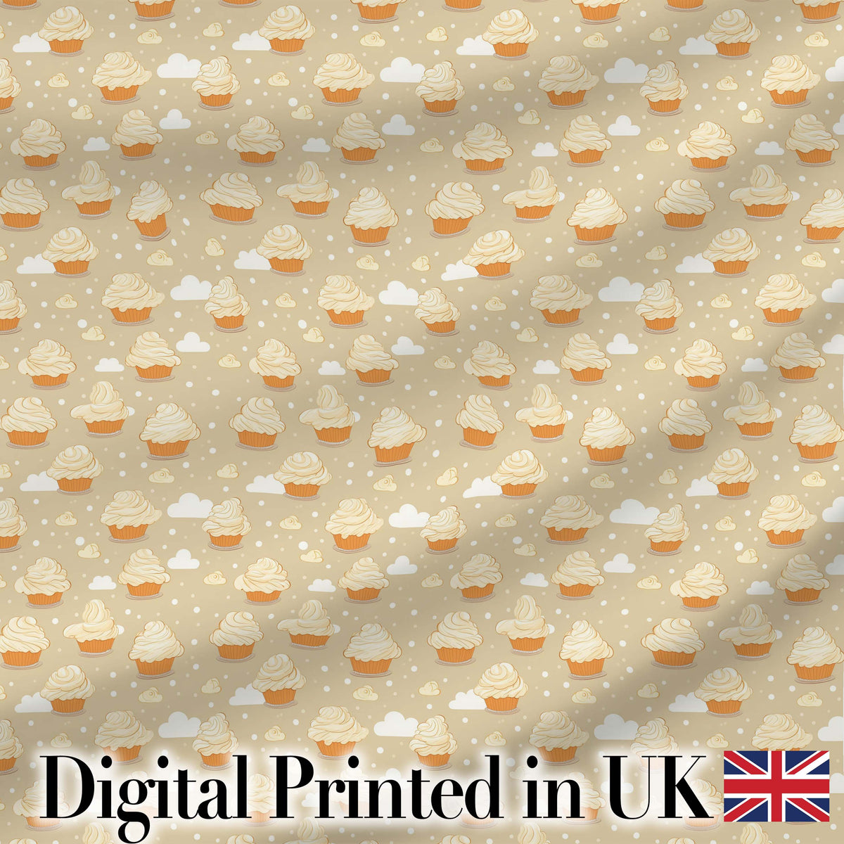 Floral Cupcake and Citrus Elements Soft Blue Seamless Dessert Lovely  Digital Print Material by the Metre UK Sewing Quilting Textile