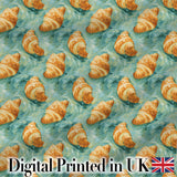 Croissant with Chocolate Dip and Berries Elegant Seamless Pattern  Digital Print Material by the Metre UK Sewing Quilting Textile