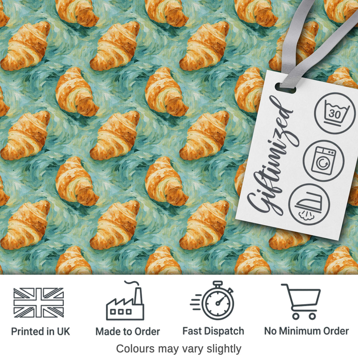 Croissant with Chocolate Dip and Berries Elegant Seamless Pattern  Digital Print Material by the Metre UK Sewing Quilting Textile