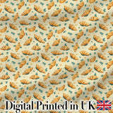 Seamless Croissant Pastry Mint Green Background Bakery Food Lovely  Digital Print Material by the Metre UK Sewing Quilting Textile