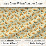 Seamless Croissant Pastry Mint Green Background Bakery Food Lovely  Digital Print Material by the Metre UK Sewing Quilting Textile