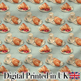 Vintage Croissant Coffee Cup Classic French Breakfast Illustration  Digital Print Material by the Metre UK Sewing Quilting Textile