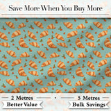 Floral Vintage Croissant Tea Cup Seamless Pattern Shabby Chic Style  Digital Print Material by the Metre UK Sewing Quilting Textile