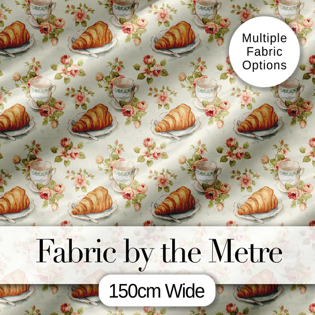 Realistic Croissant Pastry White Background Food Photography Style  Digital Print Material by the Metre UK Sewing Quilting Textile