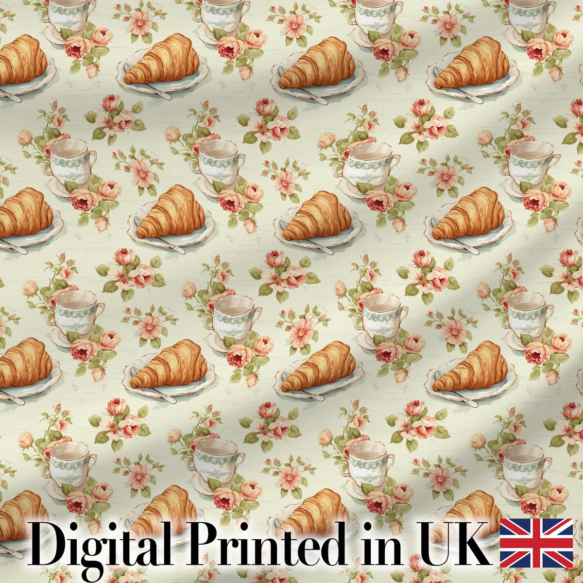 Realistic Croissant Pastry White Background Food Photography Style  Digital Print Material by the Metre UK Sewing Quilting Textile