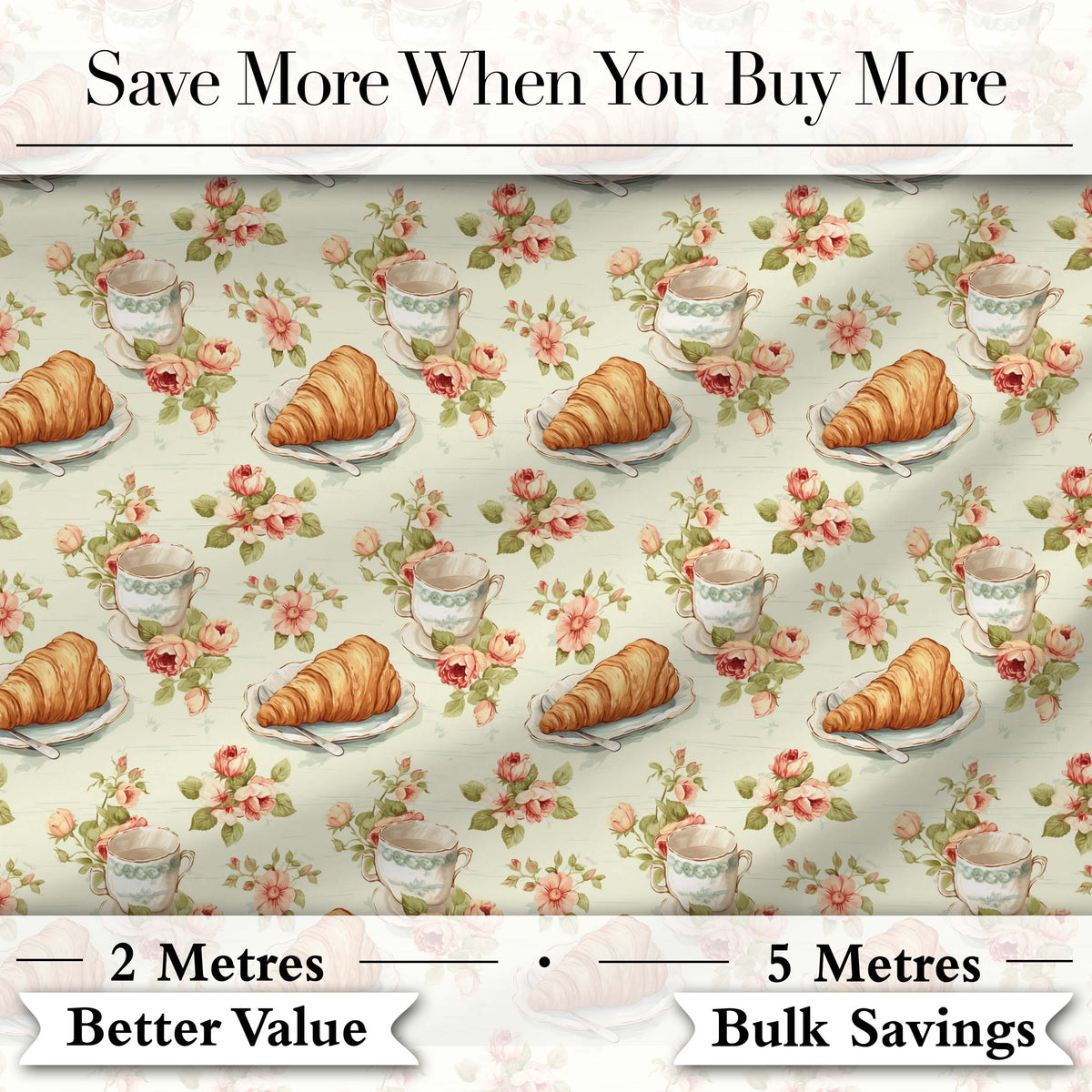 Realistic Croissant Pastry White Background Food Photography Style  Digital Print Material by the Metre UK Sewing Quilting Textile