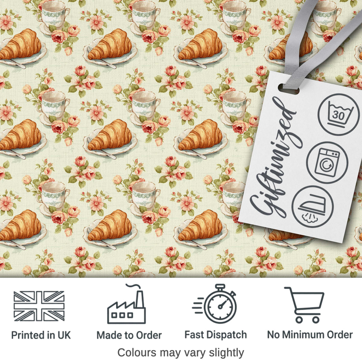 Realistic Croissant Pastry White Background Food Photography Style  Digital Print Material by the Metre UK Sewing Quilting Textile
