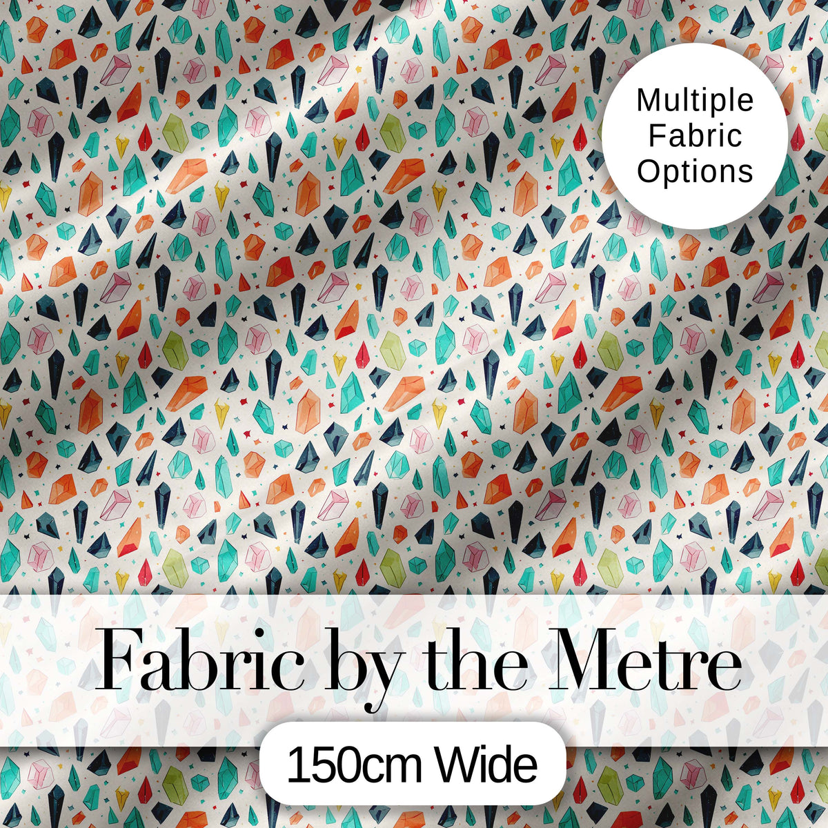 Bright Multicolor Crystal Cluster Seamless Pattern Dark Background  Digital Print Material by the Metre UK Sewing Quilting Textile