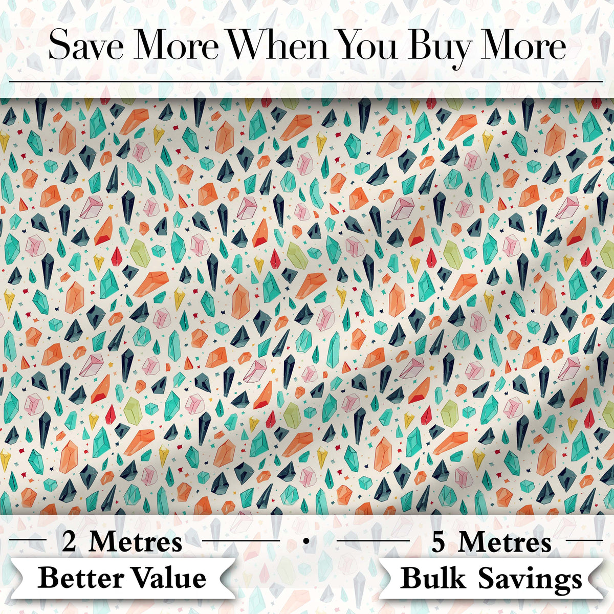 Bright Multicolor Crystal Cluster Seamless Pattern Dark Background  Digital Print Material by the Metre UK Sewing Quilting Textile