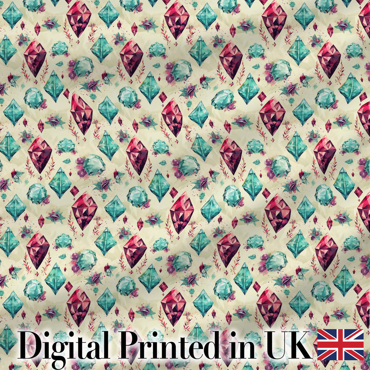 Soft Pastel Green Geometric Crystal Seamless Pattern Lovely  Digital Print Material by the Metre UK Sewing Quilting Textile