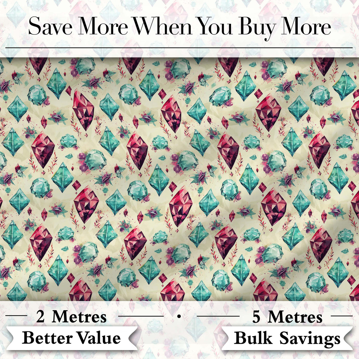 Soft Pastel Green Geometric Crystal Seamless Pattern Lovely  Digital Print Material by the Metre UK Sewing Quilting Textile