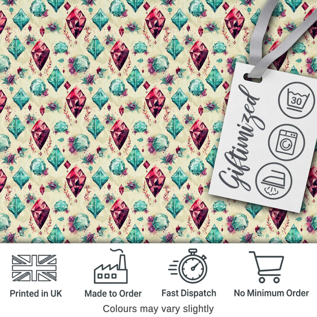 Soft Pastel Green Geometric Crystal Seamless Pattern Lovely  Digital Print Material by the Metre UK Sewing Quilting Textile