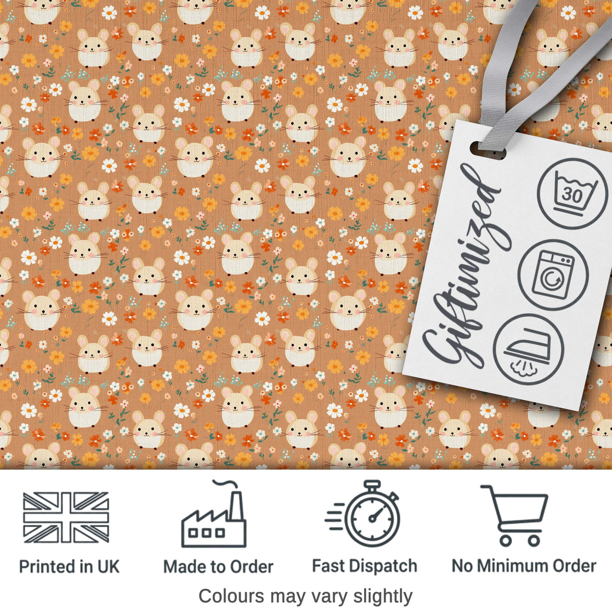 Cartoon Hamster Bow Tie Teal Seamless Pattern Cute Unique Gift  Digital Print Material by the Metre UK Sewing Quilting Textile