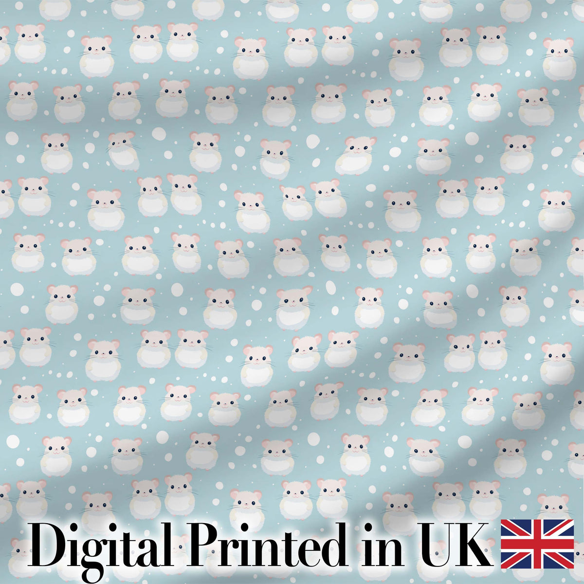 Cute Hamster Winter Snow Seamless Pattern Beautiful Coffee Cup  Digital Print Material by the Metre UK Sewing Quilting Textile