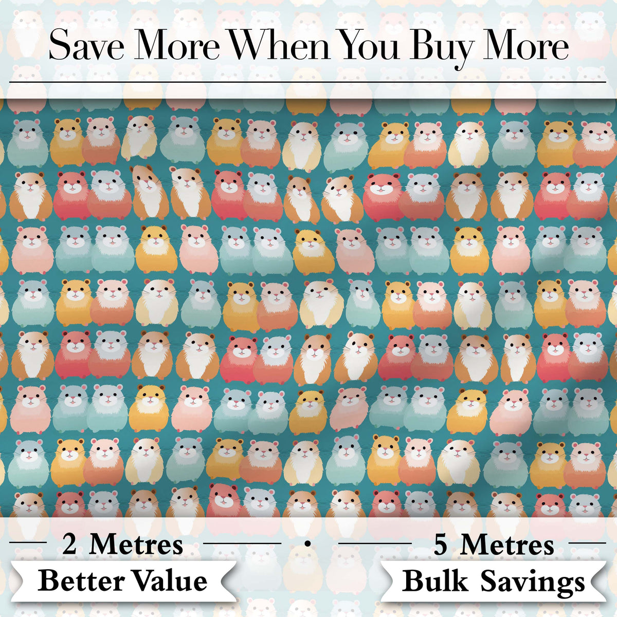 Cute Hamster Cartoon Blue Heart Pattern Seamless Cute Unique Gift  Digital Print Material by the Metre UK Sewing Quilting Textile