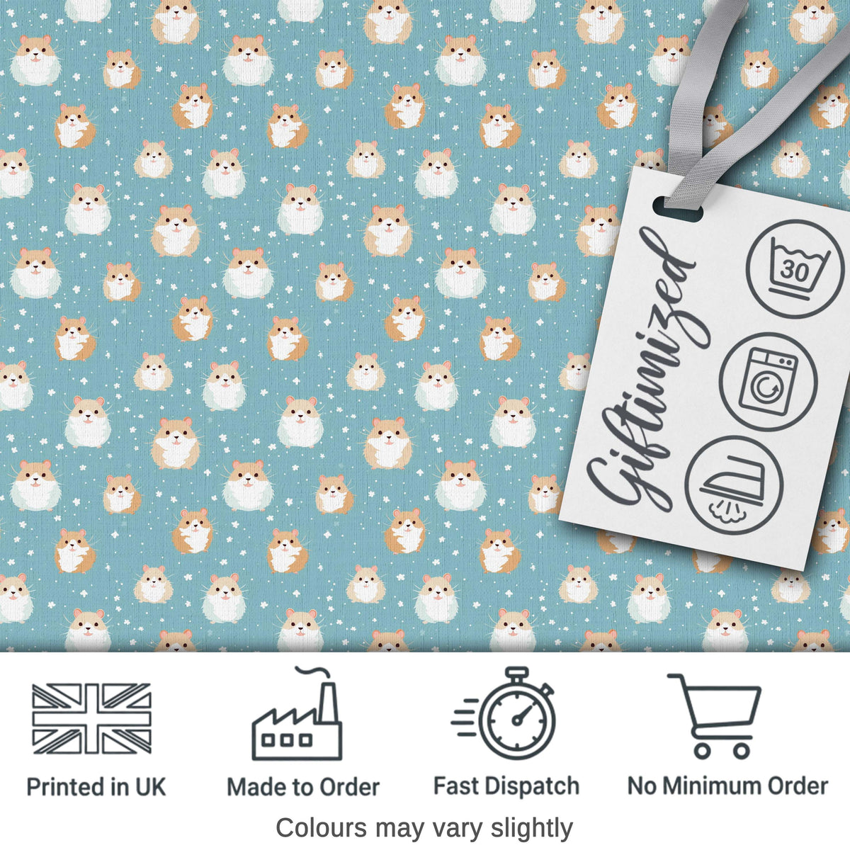 Cute Hamster Floral Apple Garden Seamless Pattern Cute Unique Gift  Digital Print Material by the Metre UK Sewing Quilting Textile