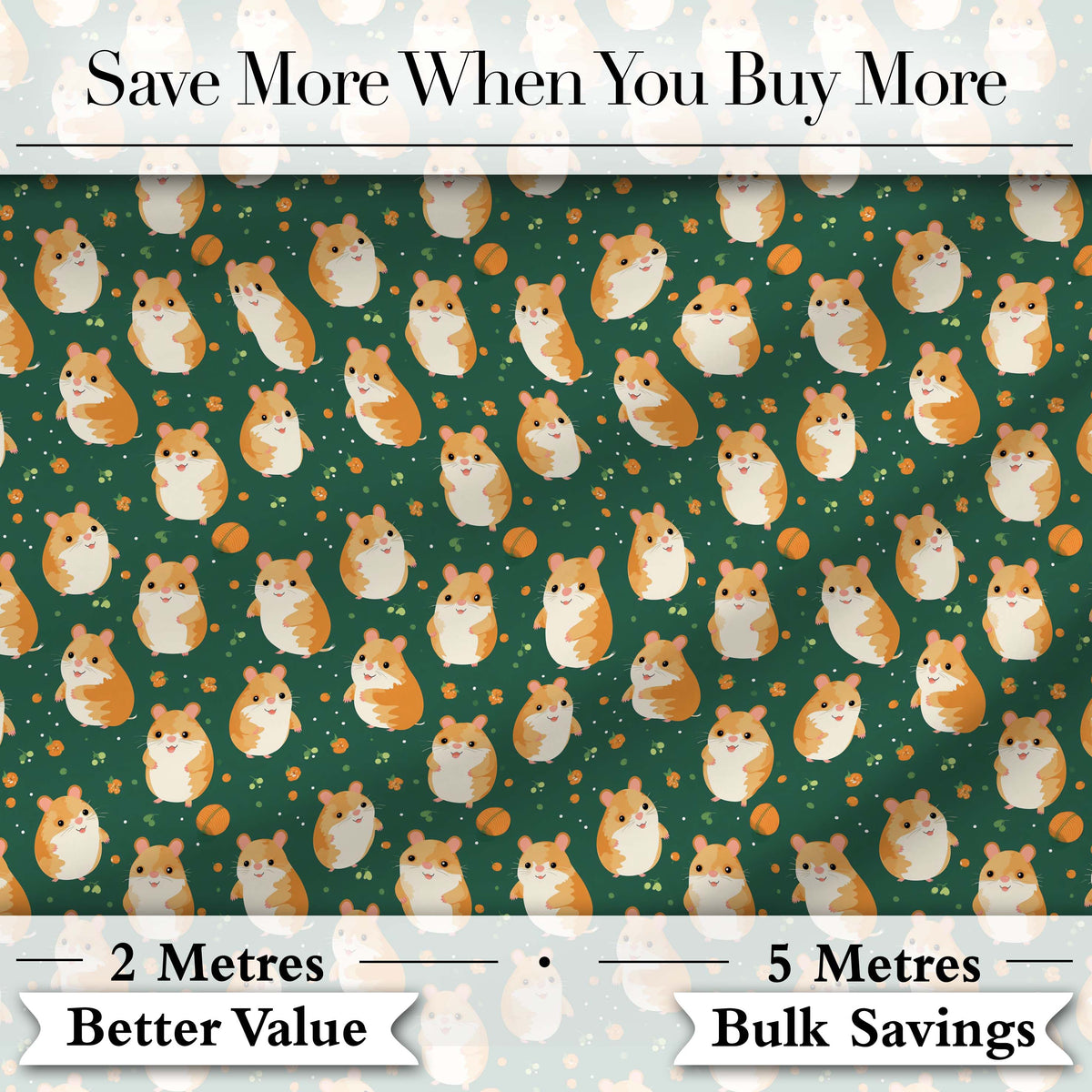 Mixed Cute Hamster Pastel Character Seamless Pattern Lovely  Digital Print Material by the Metre UK Sewing Quilting Textile