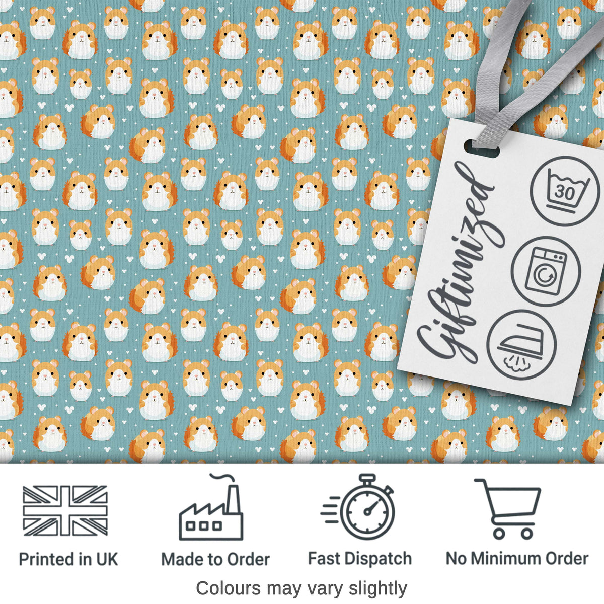 Hamster Floral Branch Cute Animal Seamless Pattern Cute Unique Gift  Digital Print Material by the Metre UK Sewing Quilting Textile