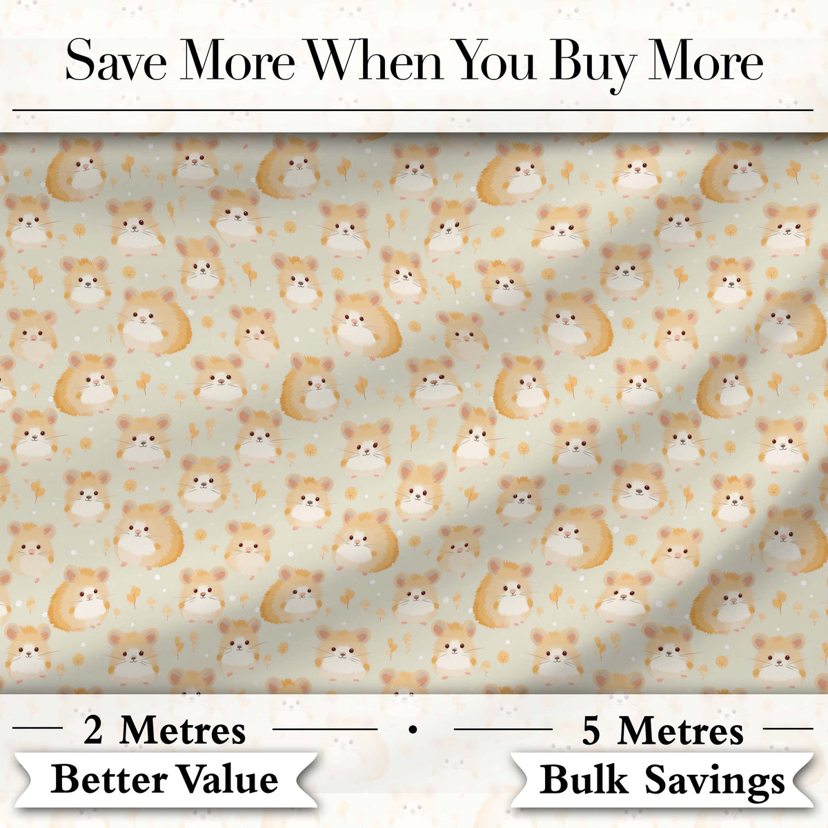 Cartoon Hamster Family Warm Tone Seamless Pattern Cute Unique Gift  Digital Print Material by the Metre UK Sewing Quilting Textile