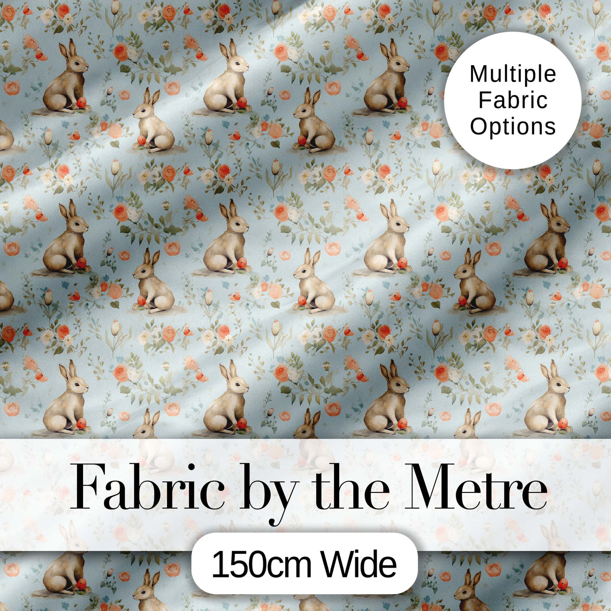 Vintage Style Brown Rabbit Garden Illustration Seamless Pattern  Digital Print Material by the Metre UK Sewing Quilting Textile