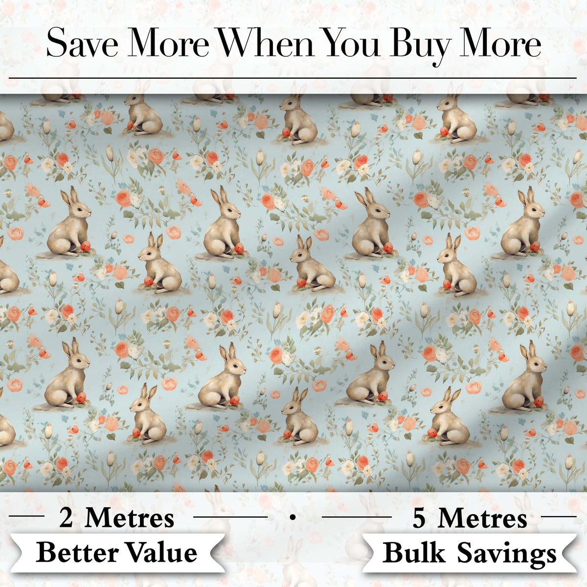 Vintage Style Brown Rabbit Garden Illustration Seamless Pattern  Digital Print Material by the Metre UK Sewing Quilting Textile
