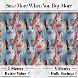 Soft Watercolor Bunny Meadow Light Blue Seamless Pattern Lovely  Digital Print Material by the Metre UK Sewing Quilting Textile