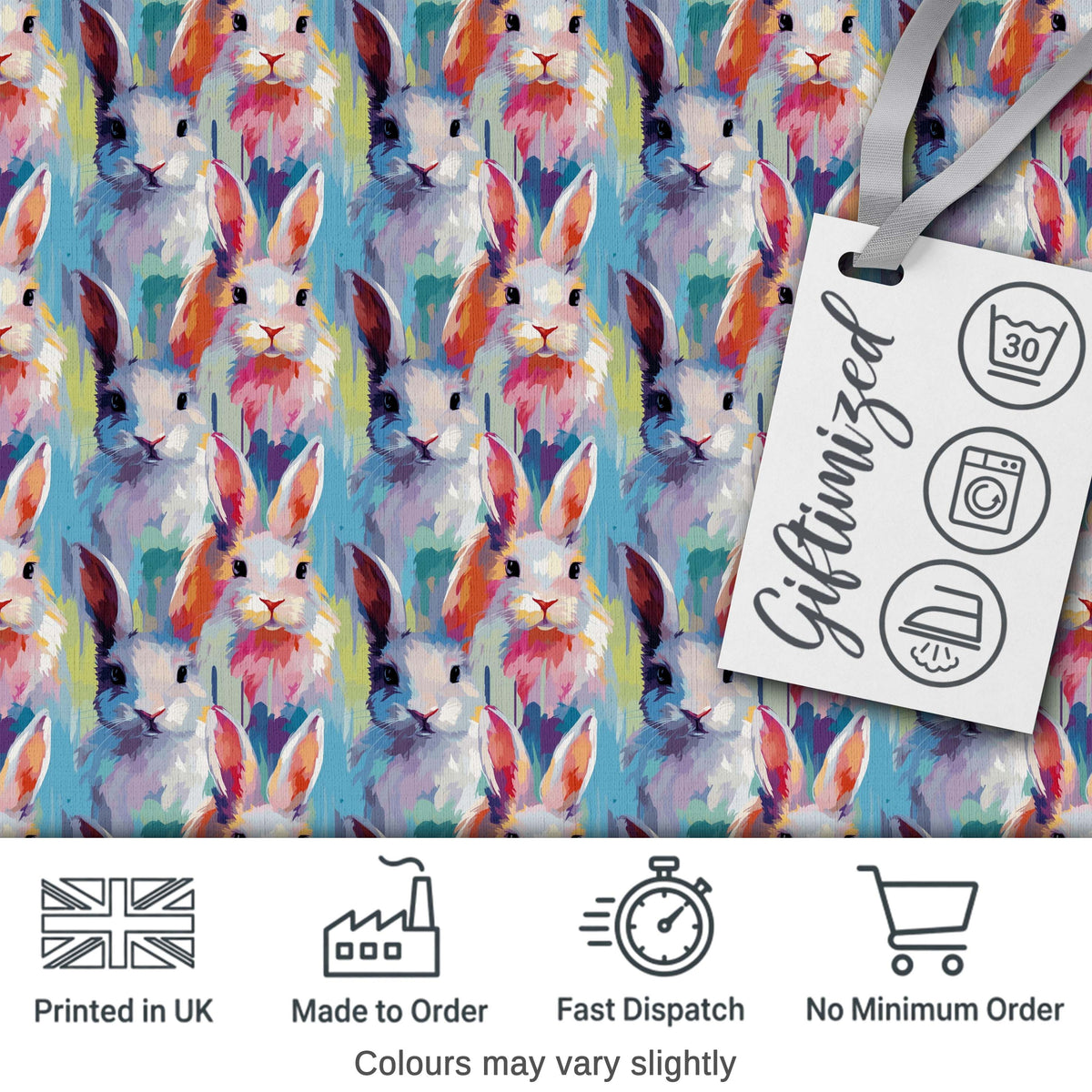 Soft Watercolor Bunny Meadow Light Blue Seamless Pattern Lovely  Digital Print Material by the Metre UK Sewing Quilting Textile