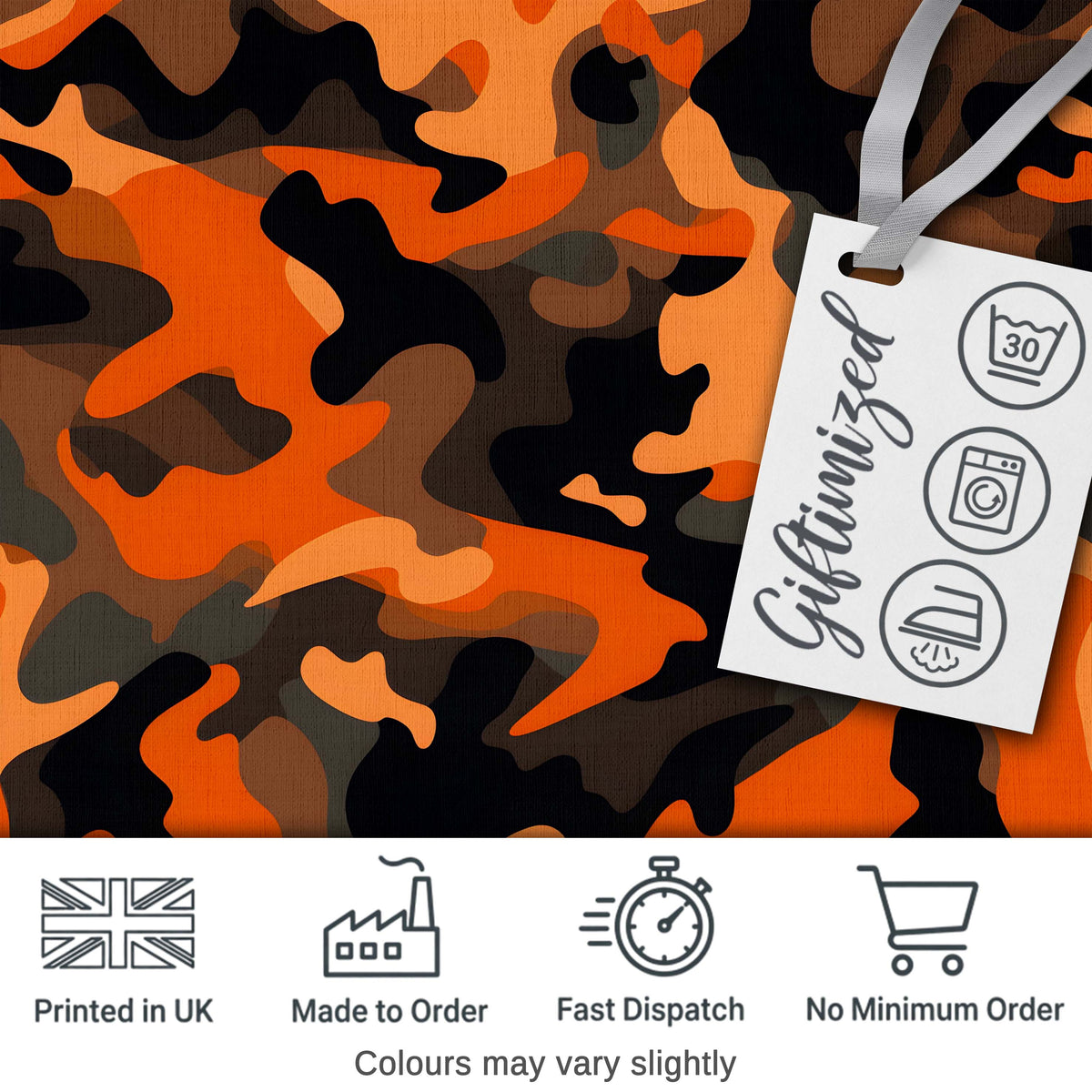 Orange Beige Camouflage Soft Contrast Seamless Pattern Lovely  Digital Print Material by the Metre UK Sewing Quilting Textile