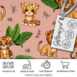 Cute Jungle Animals Lion Tiger Leopard Blush Pink Background Lovely  Digital Print Material by the Metre UK Sewing Quilting Textile