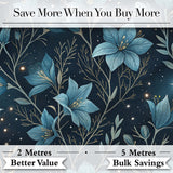 Celestial Leaves Moon Stars Night Sky Seamless Pattern Lovely  Digital Print Material by the Metre UK Sewing Quilting Textile
