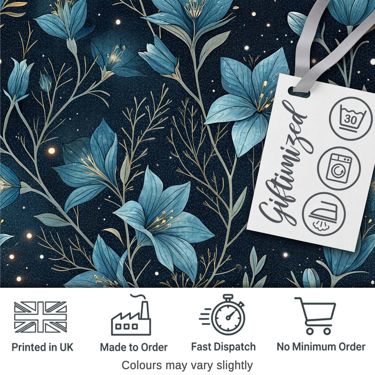 Celestial Leaves Moon Stars Night Sky Seamless Pattern Lovely  Digital Print Material by the Metre UK Sewing Quilting Textile