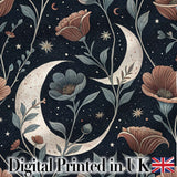 Celestial Botanical Moon Stars Night Sky Leaves Seamless Pattern  Digital Print Material by the Metre UK Sewing Quilting Textile