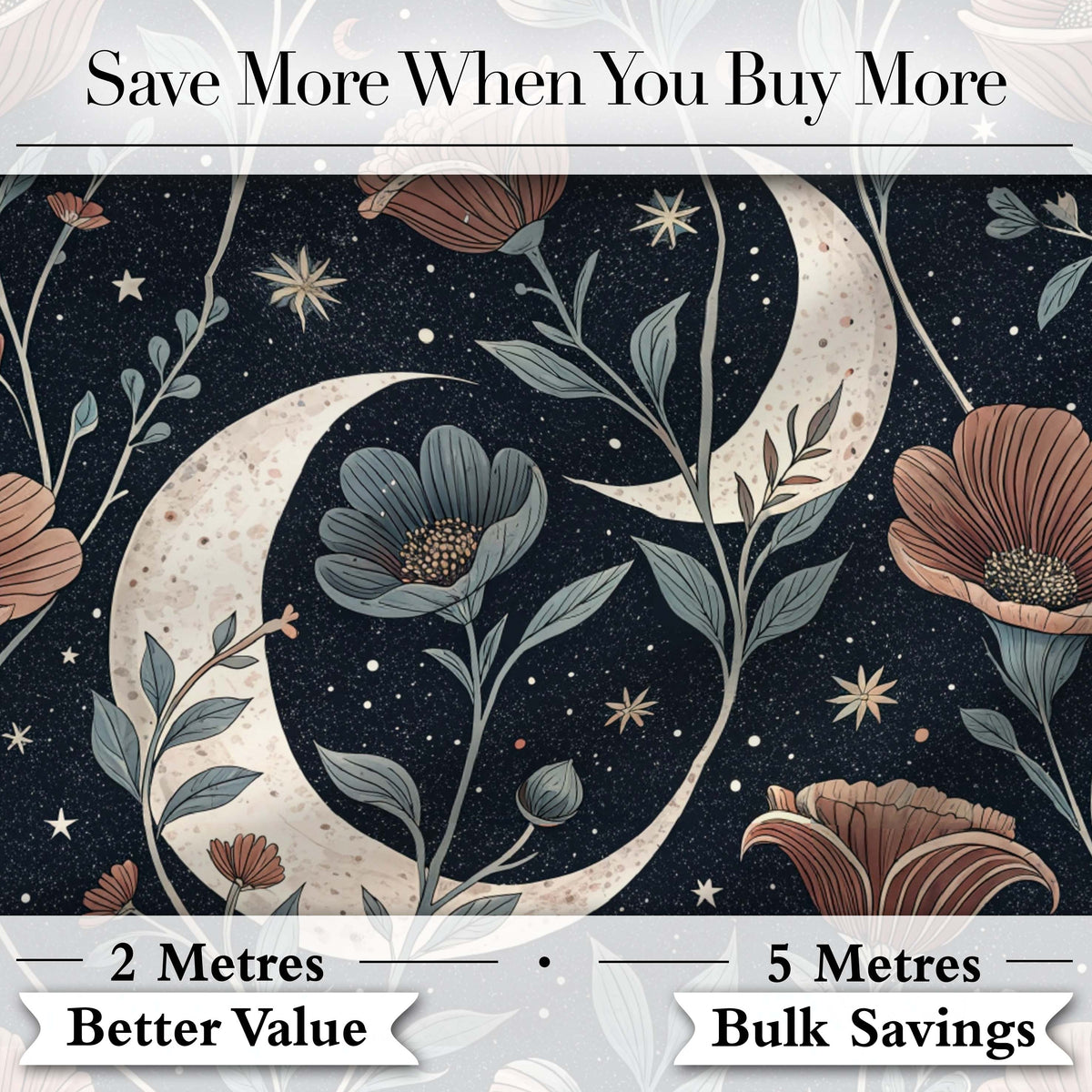 Celestial Botanical Moon Stars Night Sky Leaves Seamless Pattern  Digital Print Material by the Metre UK Sewing Quilting Textile