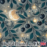 Purple Mystical Trees Moon Stars Night Seamless Pattern Lovely  Digital Print Material by the Metre UK Sewing Quilting Textile