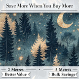 Golden Moon Stars Night Sky Botanical Garden Seamless Pattern Lovely  Digital Print Material by the Metre UK Sewing Quilting Textile