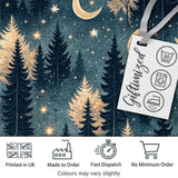 Golden Moon Stars Night Sky Botanical Garden Seamless Pattern Lovely  Digital Print Material by the Metre UK Sewing Quilting Textile