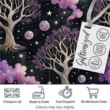 Celestial Cat Moon Stars Botanical Night Seamless Pattern Lovely  Digital Print Material by the Metre UK Sewing Quilting Textile