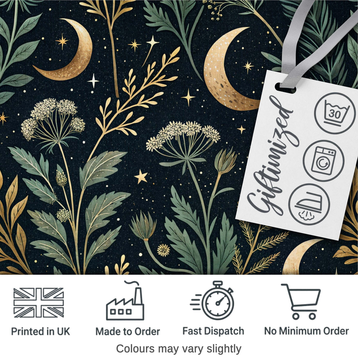 Red Poppy Flowers Moon Stars Night Sky Seamless Pattern Lovely  Digital Print Material by the Metre UK Sewing Quilting Textile