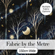 Dark Botanical Moon Stars Night Meadow Seamless Pattern Lovely  Digital Print Material by the Metre UK Sewing Quilting Textile