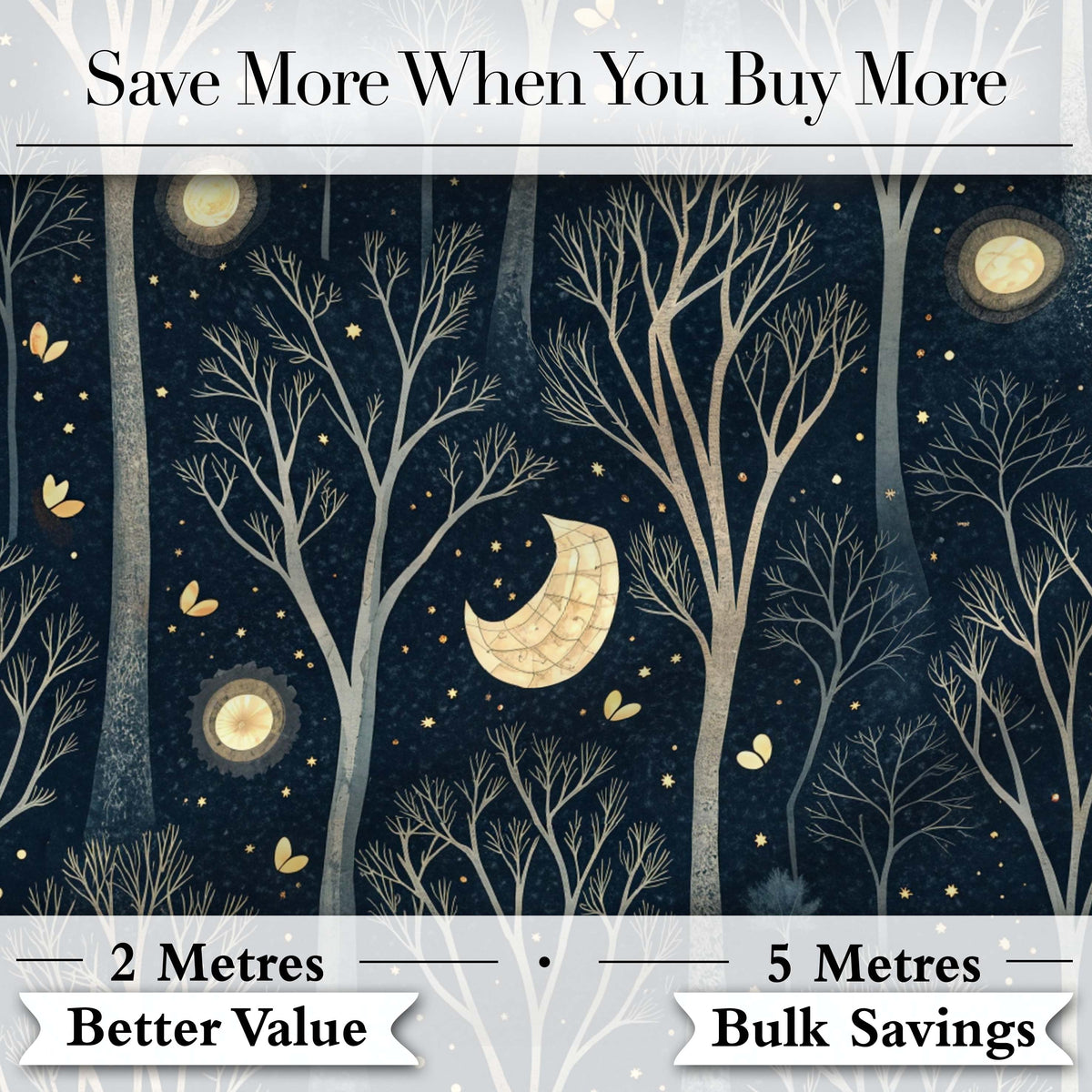 Dark Botanical Moon Stars Night Meadow Seamless Pattern Lovely  Digital Print Material by the Metre UK Sewing Quilting Textile