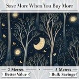 Dark Botanical Moon Stars Night Meadow Seamless Pattern Lovely  Digital Print Material by the Metre UK Sewing Quilting Textile