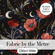 Golden Celestial Floral Swirl Stars Night Seamless Pattern Lovely  Digital Print Material by the Metre UK Sewing Quilting Textile