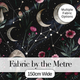 Mystical Tree Moon Stars Celestial Forest Seamless Pattern Lovely  Digital Print Material by the Metre UK Sewing Quilting Textile