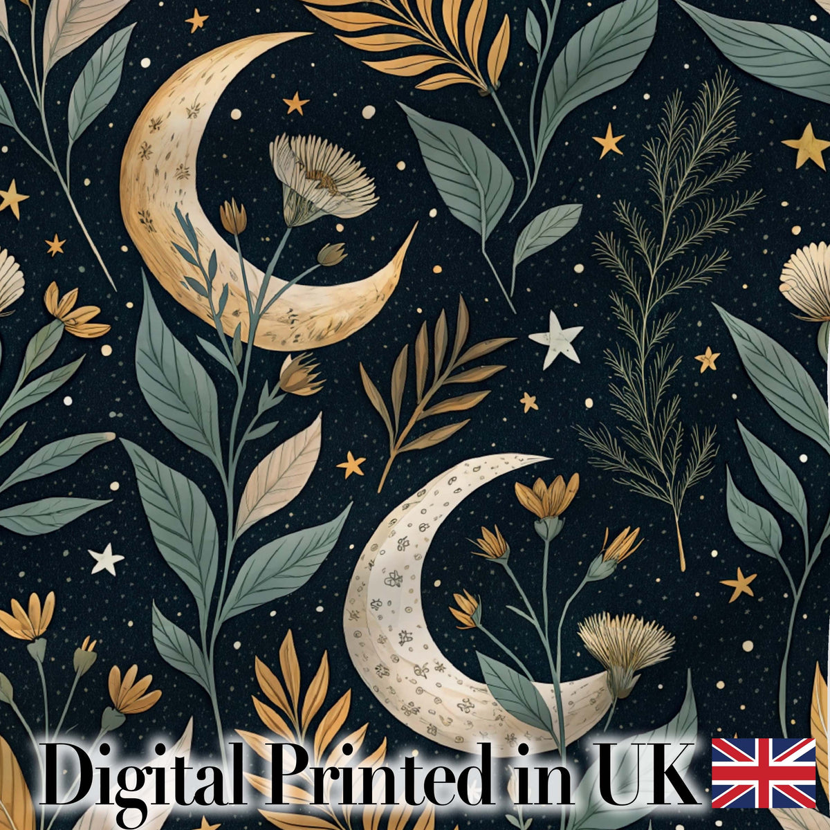 Enchanted Mushroom Forest Night Sky Seamless Pattern Lovely  Digital Print Material by the Metre UK Sewing Quilting Textile