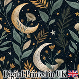 Enchanted Mushroom Forest Night Sky Seamless Pattern Lovely  Digital Print Material by the Metre UK Sewing Quilting Textile