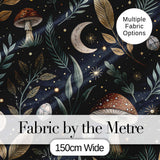 Golden Mushrooml Floral Spiral Stars Night Seamless Pattern Lovely  Digital Print Material by the Metre UK Sewing Quilting Textile