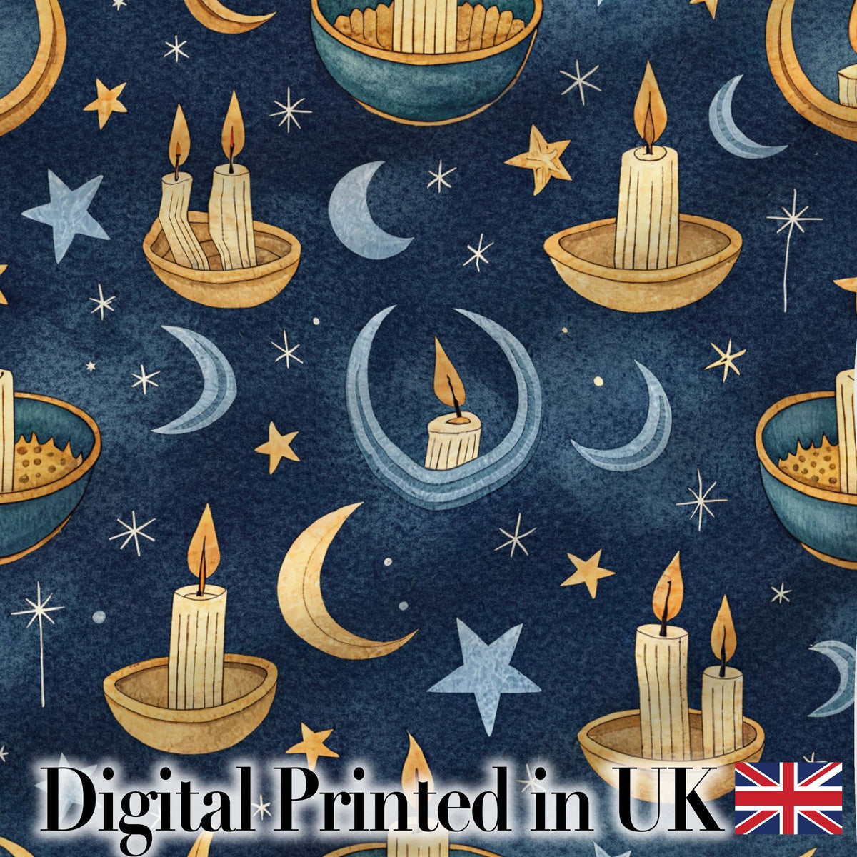 Moon Mushroom Botanical Night Garden Seamless Pattern Lovely  Digital Print Material by the Metre UK Sewing Quilting Textile