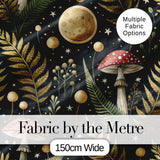 Botanical Crescent Moon Floral Night Seamless Pattern Lovely  Digital Print Material by the Metre UK Sewing Quilting Textile