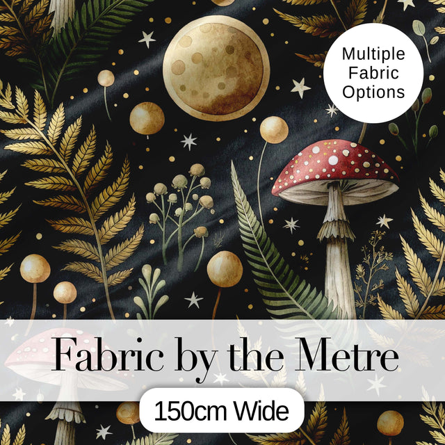 Botanical Crescent Moon Floral Night Seamless Pattern Lovely  Digital Print Material by the Metre UK Sewing Quilting Textile
