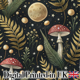 Botanical Crescent Moon Floral Night Seamless Pattern Lovely  Digital Print Material by the Metre UK Sewing Quilting Textile